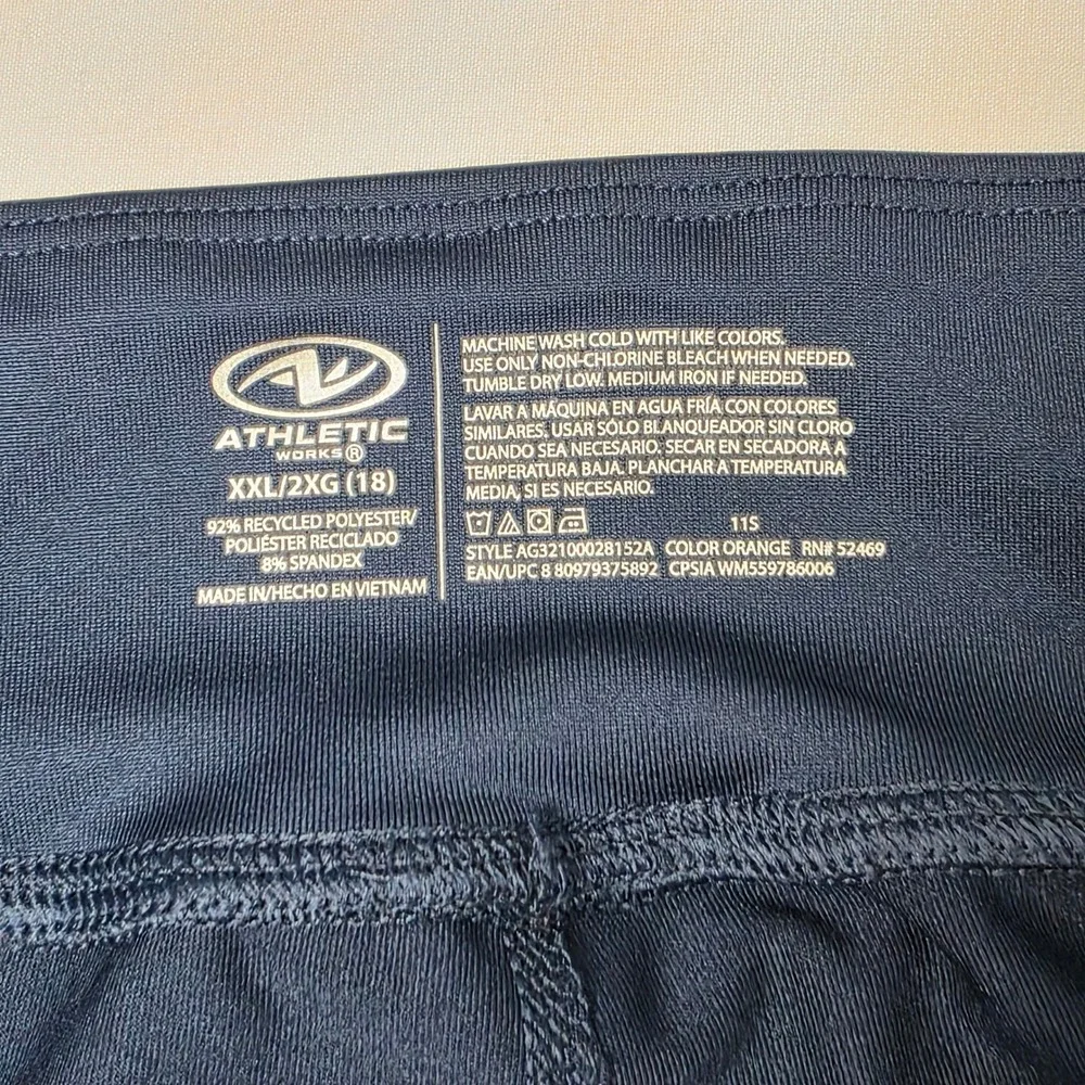 Athletic Works Leggings Girls XXL‎ 18 Navy Pink Colorblock with Side Pockets